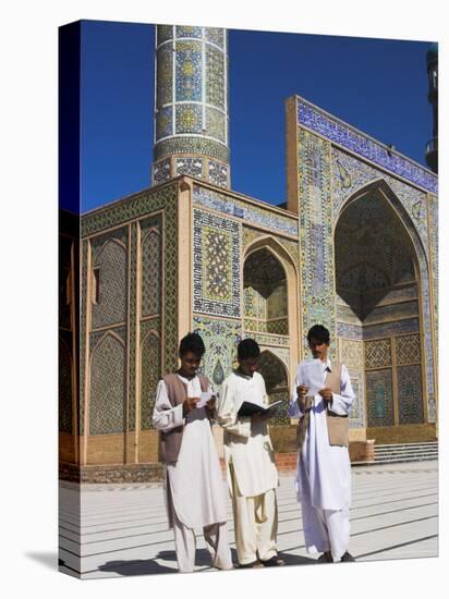 Men Reading in Front of the Friday Mosque or Masjet-Ejam, Herat, Afghanistan-Jane Sweeney-Stretched Canvas