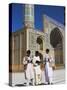 Men Reading in Front of the Friday Mosque or Masjet-Ejam, Herat, Afghanistan-Jane Sweeney-Stretched Canvas