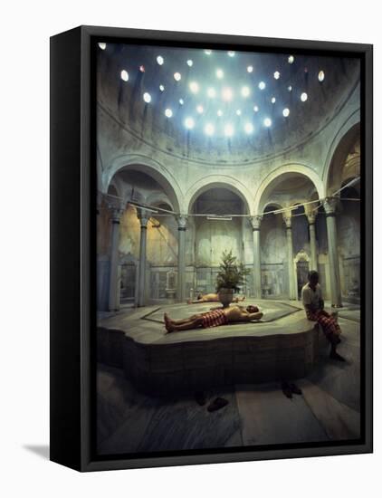 Men Relax in the Cagologlu Hamami, Turkish Bath, in Istanbul, Turkey, Europe-Woolfitt Adam-Framed Stretched Canvas