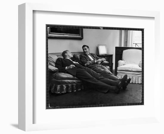 Men Relaxing at Home After Work-Nina Leen-Framed Photographic Print