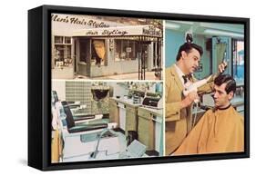 Men's Hair Styling Salon-null-Framed Stretched Canvas