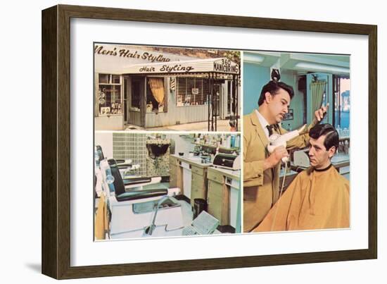 Men's Hair Styling Salon-null-Framed Art Print