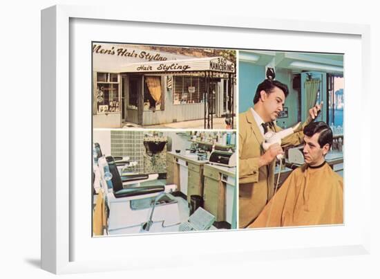 Men's Hair Styling Salon-null-Framed Art Print