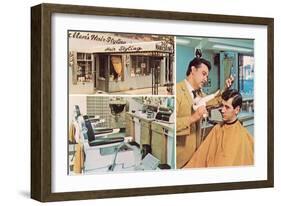 Men's Hair Styling Salon-null-Framed Art Print