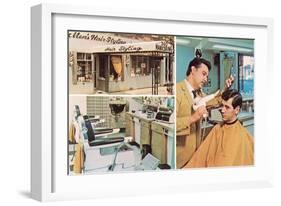 Men's Hair Styling Salon-null-Framed Art Print