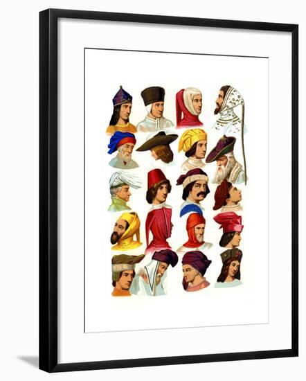 Men's Hats of Different Classes of Society, 13th-16th Century-Thurwanger Freres-Framed Giclee Print