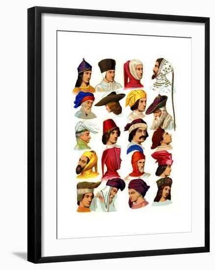 Men's Hats of Different Classes of Society, 13th-16th Century-Thurwanger Freres-Framed Giclee Print