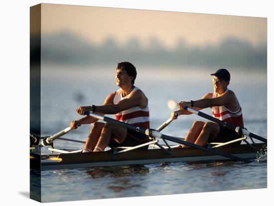 Men's Pairs Rowing Team in Action, Vancouver Lake, Washington, USA-null-Stretched Canvas