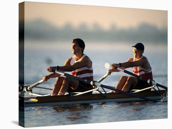 Men's Pairs Rowing Team in Action, Vancouver Lake, Washington, USA-null-Stretched Canvas