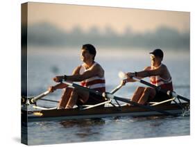 Men's Pairs Rowing Team in Action, Vancouver Lake, Washington, USA-null-Stretched Canvas