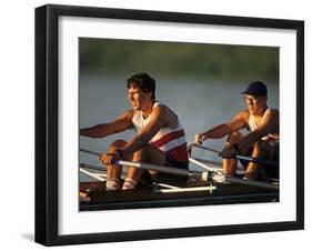 Men's Pairs Rowing Team in Action, Vancouver Lake, Washington, USA-null-Framed Photographic Print