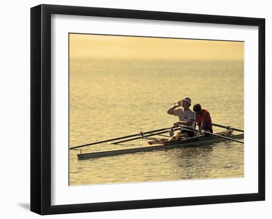 Men's Pairs Rowing Team, Vancouver Lake, Washington, USA-null-Framed Photographic Print
