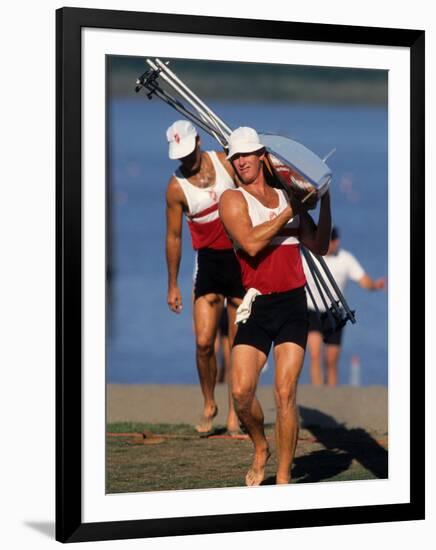 Men's Pairs Rowing Team, Vancouver Lake, Washington, USA-null-Framed Photographic Print