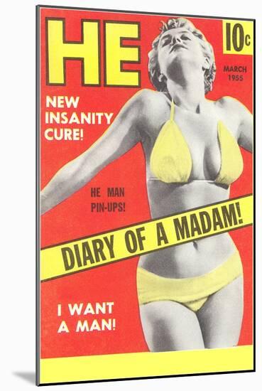 Men's Pulp Magazine Cover-null-Mounted Art Print