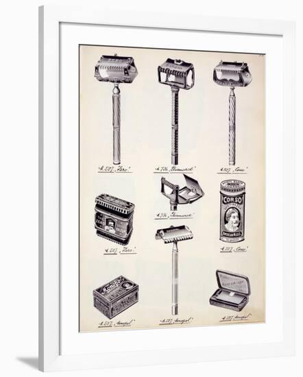 Men's Shaving Equipment, from a Trade Catalogue of Domestic Goods and Fittings, c.1890-1910-null-Framed Giclee Print