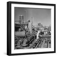 Men Shutting Off Output Valves-Dmitri Kessel-Framed Photographic Print