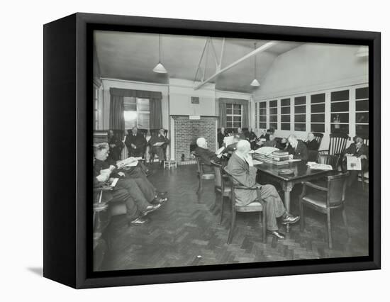 Men Sitting in the Library at Cedars Lodge Old Peoples Home, Wandsworth, London, 1939-null-Framed Stretched Canvas