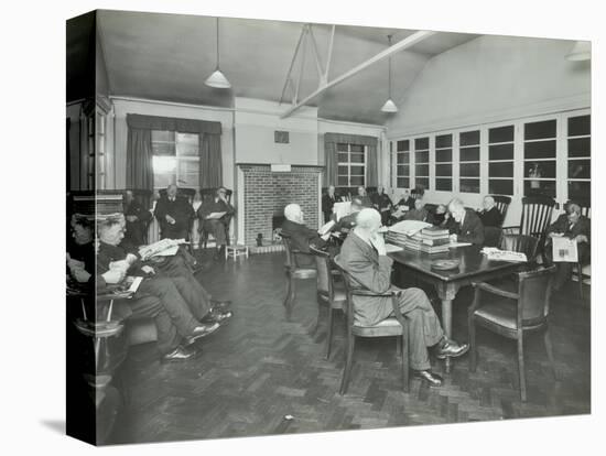 Men Sitting in the Library at Cedars Lodge Old Peoples Home, Wandsworth, London, 1939-null-Stretched Canvas