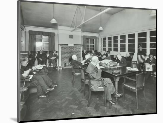 Men Sitting in the Library at Cedars Lodge Old Peoples Home, Wandsworth, London, 1939-null-Mounted Photographic Print