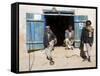 Men Sitting Outside Shop, Syadara, Between Yakawlang and Daulitiar, Afghanistan-Jane Sweeney-Framed Stretched Canvas