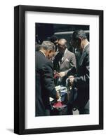 Men Sort Through Neckties in a Vendor's Trunk in the Garment District, New York, New York, 1960-Walter Sanders-Framed Photographic Print