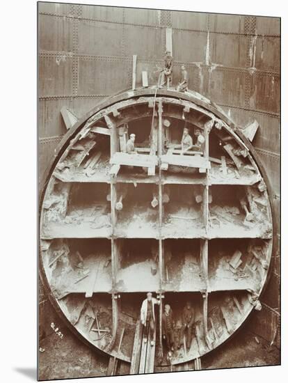 Men Standing in the Cutting Shield, Rotherhithe Tunnel, Stepney, London, August 1907-null-Mounted Photographic Print