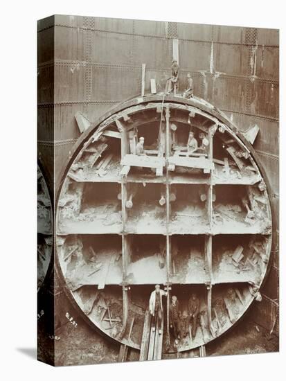 Men Standing in the Cutting Shield, Rotherhithe Tunnel, Stepney, London, August 1907-null-Stretched Canvas