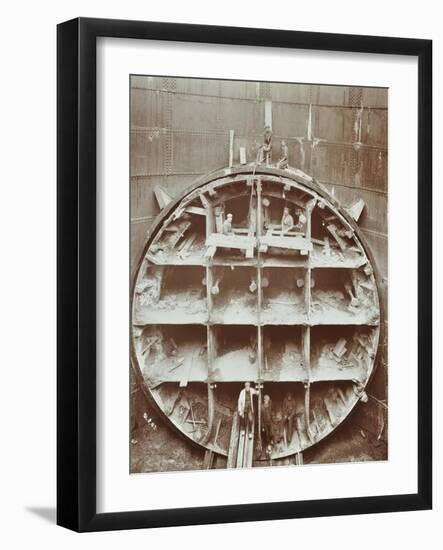 Men Standing in the Cutting Shield, Rotherhithe Tunnel, Stepney, London, August 1907-null-Framed Photographic Print