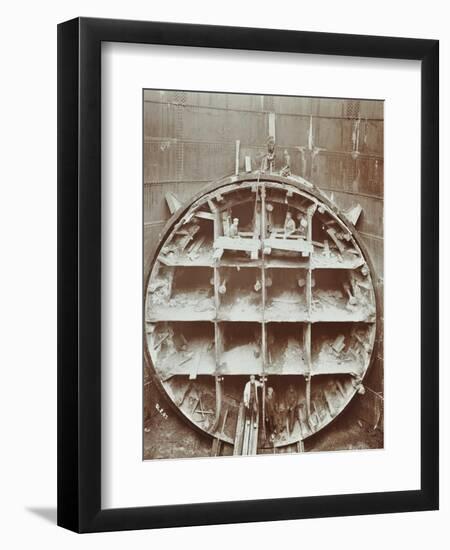 Men Standing in the Cutting Shield, Rotherhithe Tunnel, Stepney, London, August 1907-null-Framed Premium Photographic Print