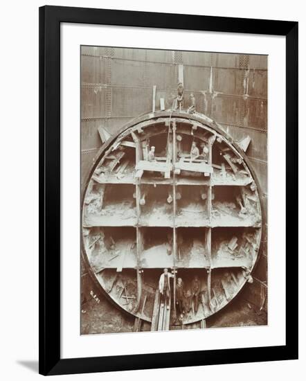 Men Standing in the Cutting Shield, Rotherhithe Tunnel, Stepney, London, August 1907-null-Framed Photographic Print
