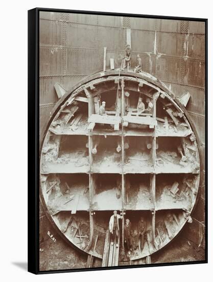 Men Standing in the Cutting Shield, Rotherhithe Tunnel, Stepney, London, August 1907-null-Framed Stretched Canvas