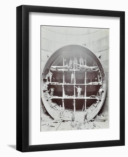 Men Standing in the Shield Used to Cut Rotherhithe Tunnel, Bermondsey, London, July 1907-null-Framed Premium Photographic Print