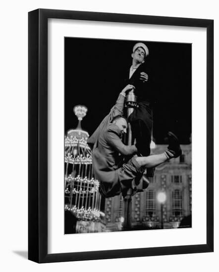 Men Struggling to Gain Vantage Point to Watch the Celebration of Coronation of Queen Elizabeth Ii-Thomas D^ Mcavoy-Framed Photographic Print
