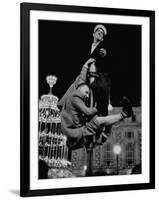 Men Struggling to Gain Vantage Point to Watch the Celebration of Coronation of Queen Elizabeth Ii-Thomas D^ Mcavoy-Framed Photographic Print