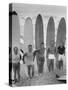 Men Surfing at Waikiki Club-null-Stretched Canvas