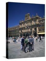 Men Talking in Front of the Town Hall in the Plaza Mayor, Salamanca, Castilla Y Leon, Spain-Tomlinson Ruth-Stretched Canvas