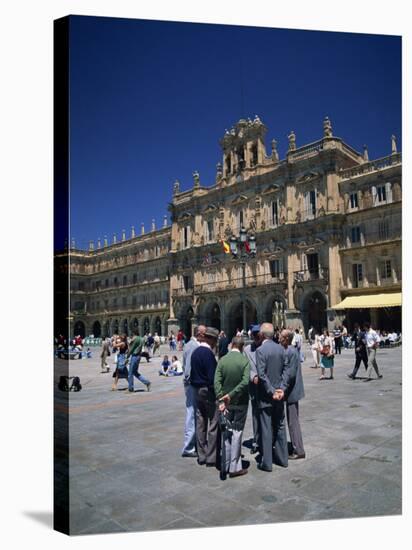 Men Talking in Front of the Town Hall in the Plaza Mayor, Salamanca, Castilla Y Leon, Spain-Tomlinson Ruth-Stretched Canvas