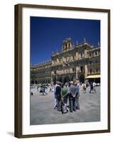 Men Talking in Front of the Town Hall in the Plaza Mayor, Salamanca, Castilla Y Leon, Spain-Tomlinson Ruth-Framed Photographic Print