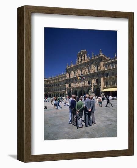 Men Talking in Front of the Town Hall in the Plaza Mayor, Salamanca, Castilla Y Leon, Spain-Tomlinson Ruth-Framed Photographic Print