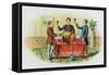 Men Toasting around a Keg Cigar Box Label-Lantern Press-Framed Stretched Canvas