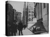 Men Walking by the Statue of George Washington on Wall St-Wallace G^ Levison-Stretched Canvas