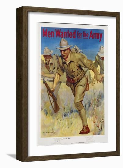 Men Wanted for the Army Recruitment Poster-I.B. Hazelton-Framed Giclee Print