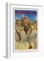 Men Wanted for the Army Recruitment Poster-I.B. Hazelton-Framed Giclee Print