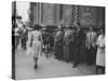 Men Watching Actress Gina Lollobrigida Walk Past-Peter Stackpole-Stretched Canvas