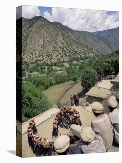 Men Watching Kalash Women Dancing, Spring Festival, Joshi, Bumburet Valley, Pakistan, Asia-Upperhall Ltd-Stretched Canvas