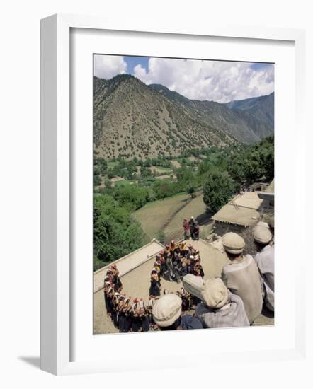Men Watching Kalash Women Dancing, Spring Festival, Joshi, Bumburet Valley, Pakistan, Asia-Upperhall Ltd-Framed Photographic Print