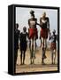 Men Wearing Traditional Body Paint in Nyangatom Village Dance, Omo River Valley, Ethiopia-Alison Jones-Framed Stretched Canvas