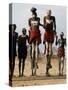 Men Wearing Traditional Body Paint in Nyangatom Village Dance, Omo River Valley, Ethiopia-Alison Jones-Stretched Canvas