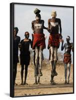 Men Wearing Traditional Body Paint in Nyangatom Village Dance, Omo River Valley, Ethiopia-Alison Jones-Framed Photographic Print