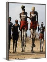 Men Wearing Traditional Body Paint in Nyangatom Village Dance, Omo River Valley, Ethiopia-Alison Jones-Framed Photographic Print